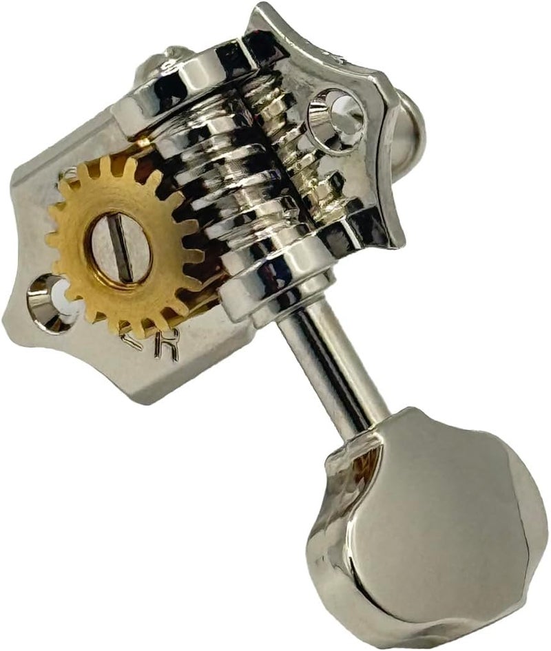 Tonebird Grover V97-18NA STA-TITE 18:1 Open Gear Guitar Tuners Vintage Style Nickel Tuning Machines 3+3 with Butter Bean Button For Solid (Vertical) Headstock with Dunlop Polish Cloth Bundle - Image 4